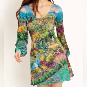 Blackmilk “Montage Monet Scoop Bishop Dress” Size Medium M NWT Claude Monet Art